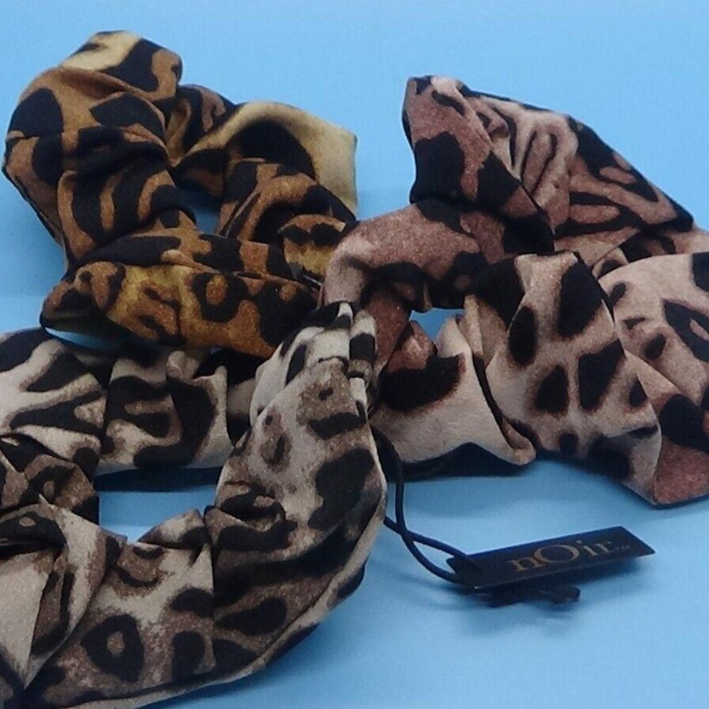 Noir Jewelry Ombre Leopard Scrunchies Set of 3 Colors Women Hair Accessories